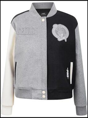 Womens NBA Varsity Jacket French Terry Wool Reverse Embroidered
